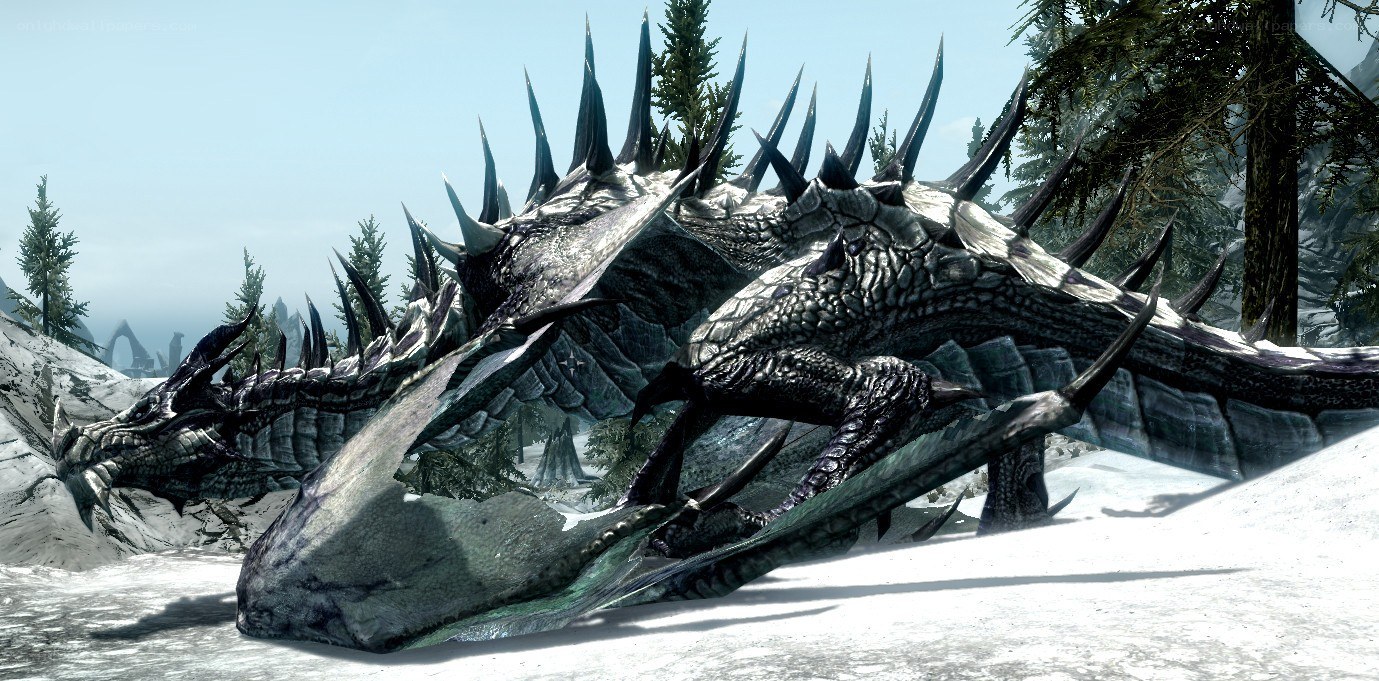 dragon in snowy landscape