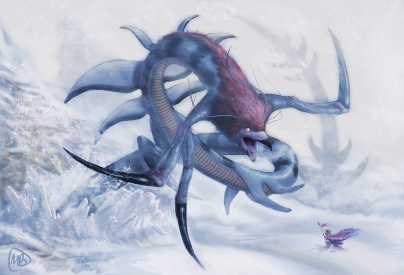 dragon in snowy landscape