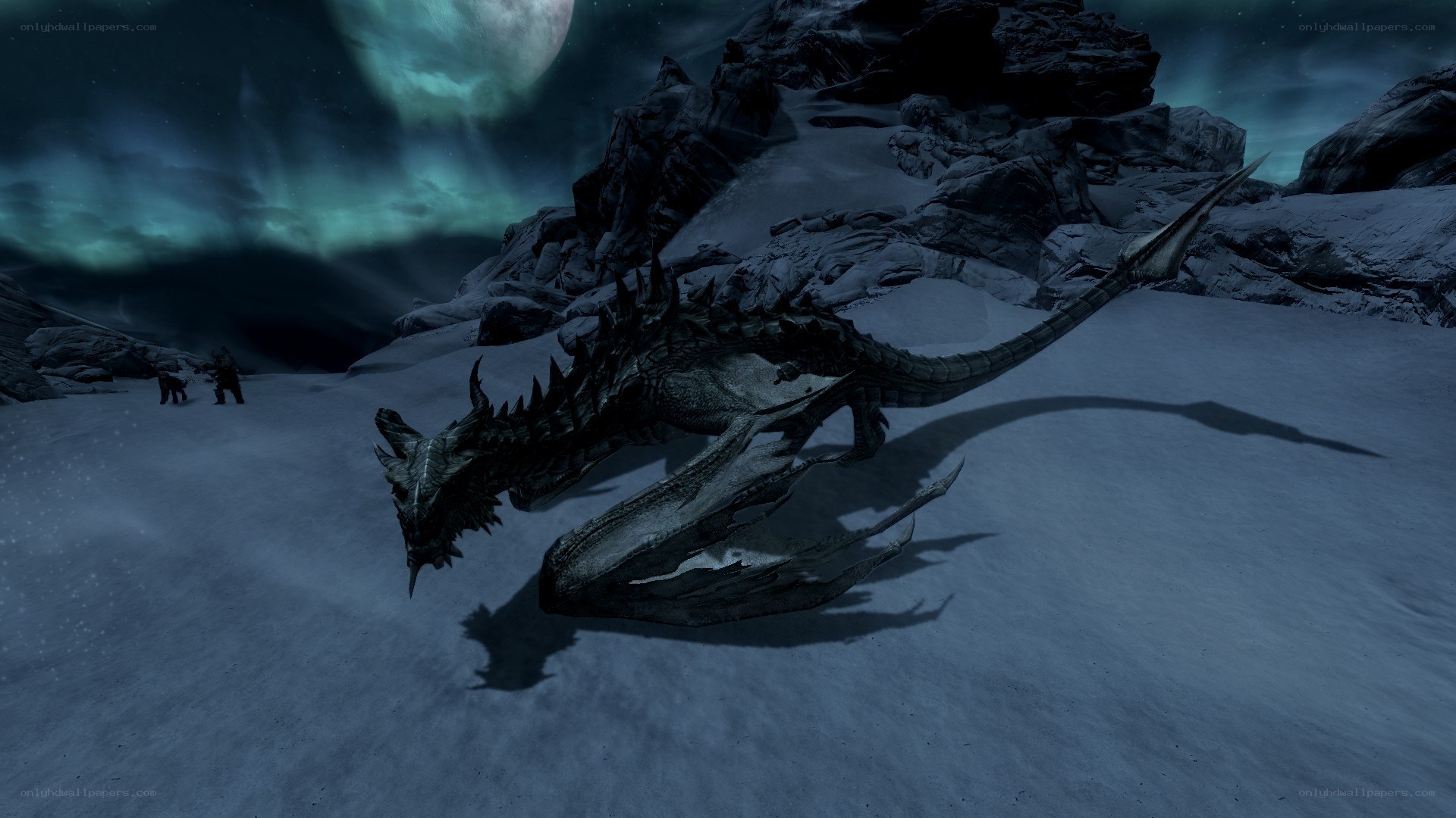 dragon in snowy landscape