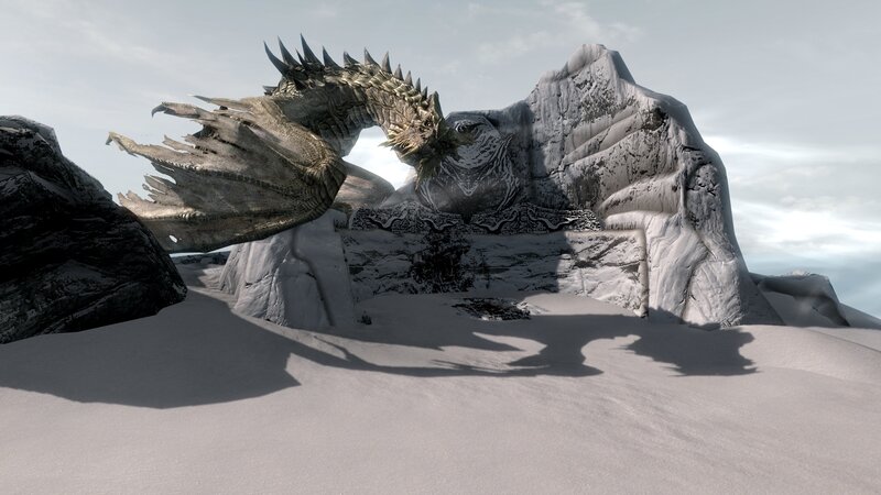 dragon in snowy landscape