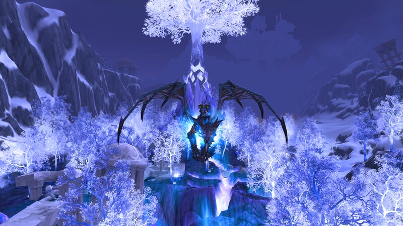 Dragon in Snowy Landscape — Blue, Dramatic