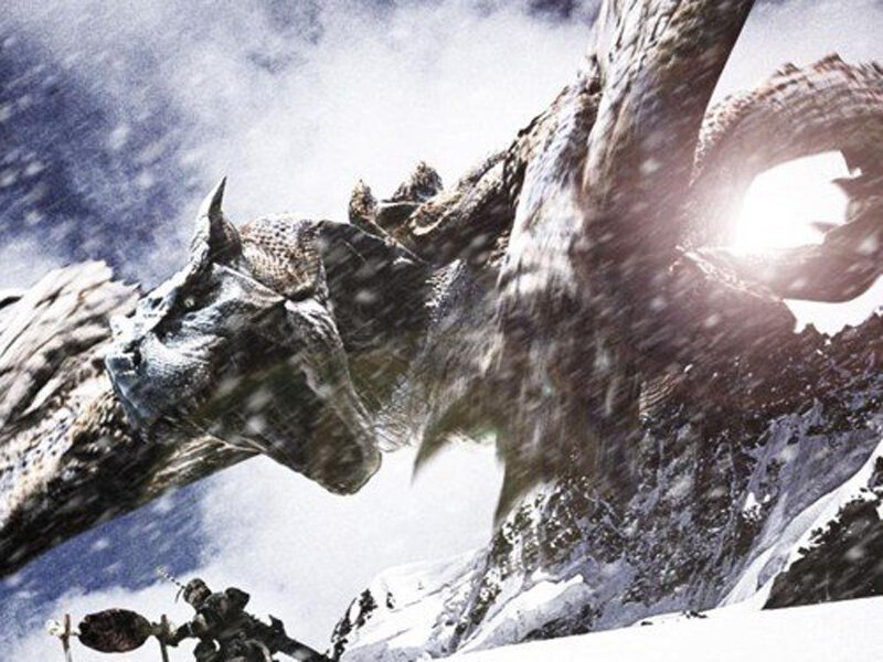 Dragon in Snowy Landscape — White