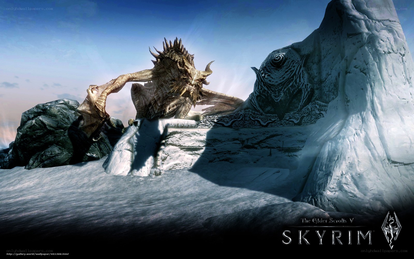 Dragon in snowy landscape