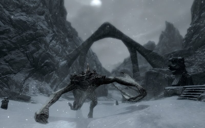dragon in snowy mountain pass