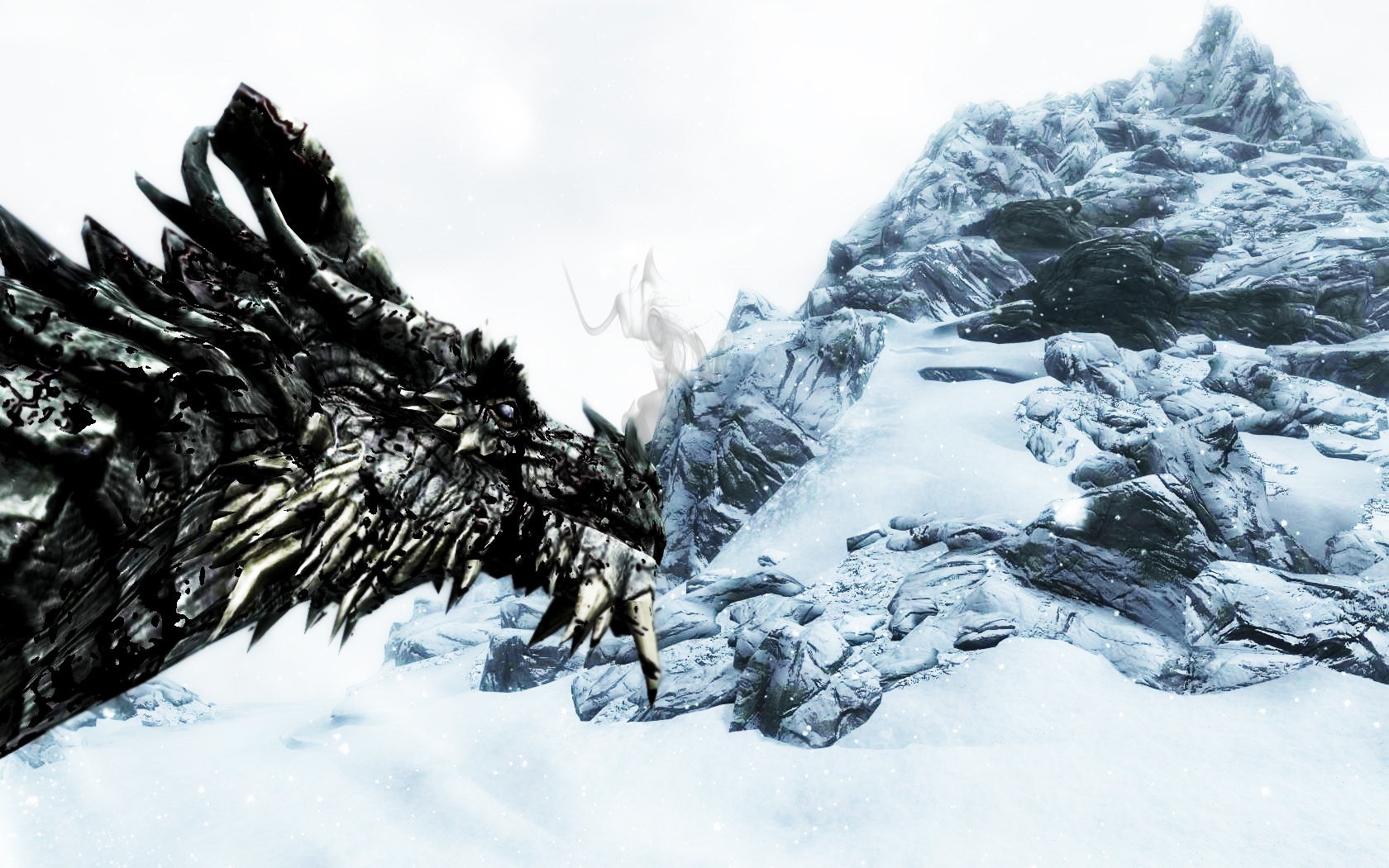 dragon in snowy mountains