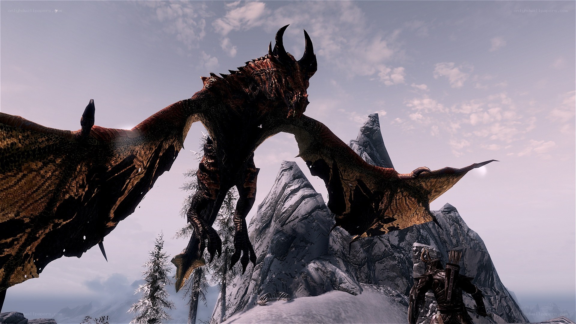dragon in snowy mountains