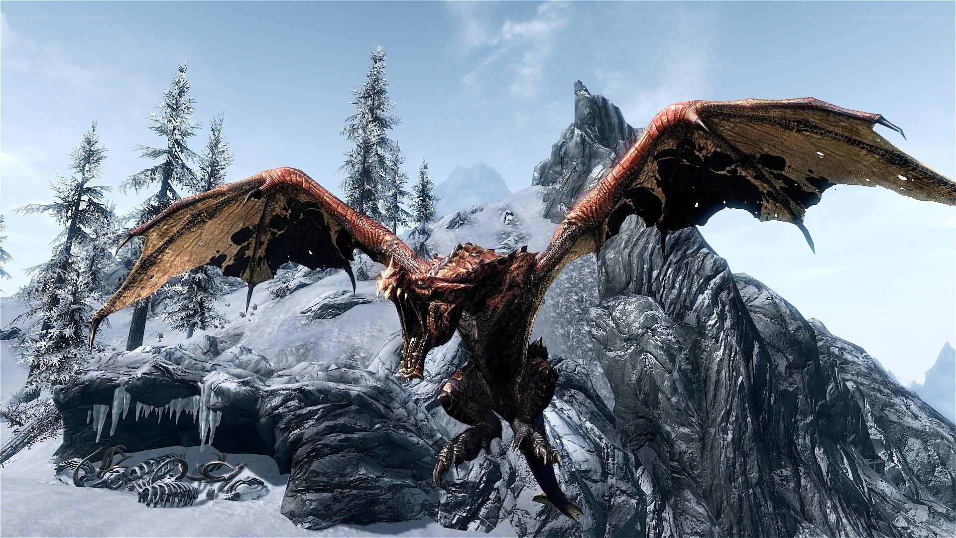 dragon in snowy mountains