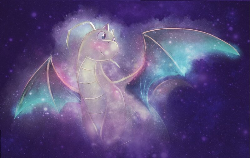 Dragon in Space — Purple, Serene