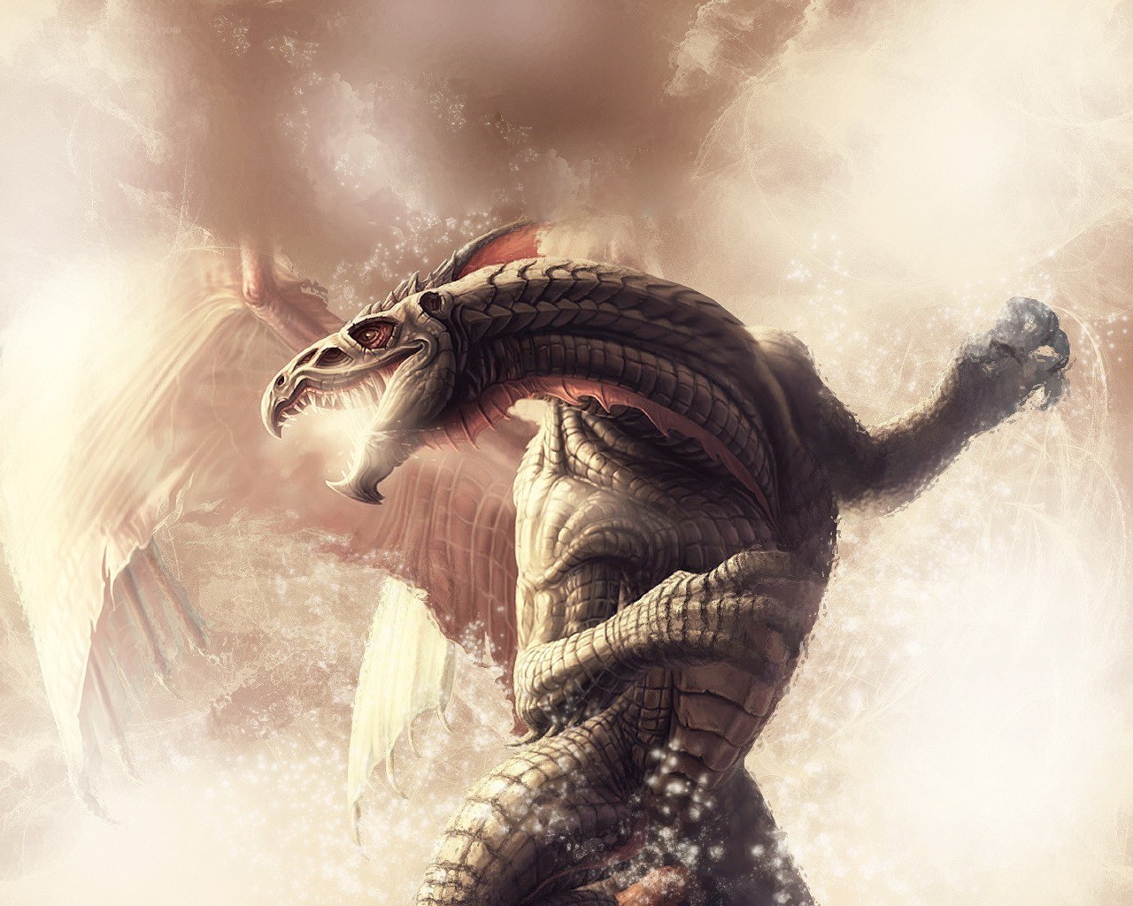 dragon in stormy sky