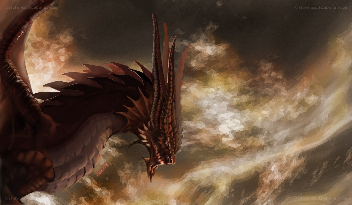 dragon in stormy sky