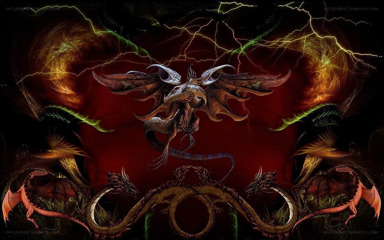 dragon in stormy sky