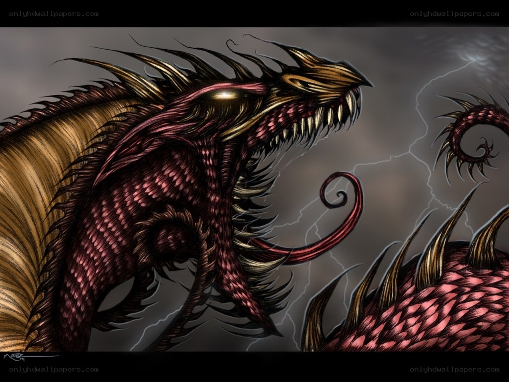 dragon in stormy sky