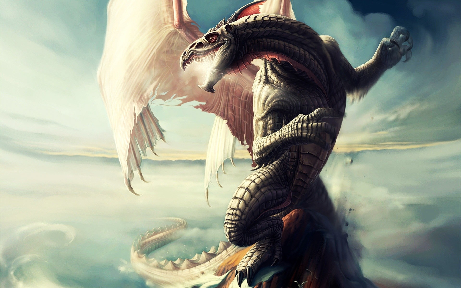 dragon in stormy sky