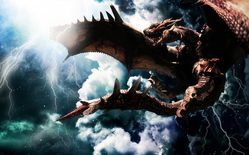 Dragon in Stormy Sky — Brown