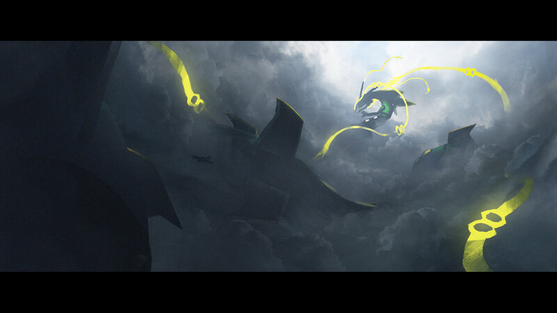 Dragon in Stormy Sky — Gray, Dramatic