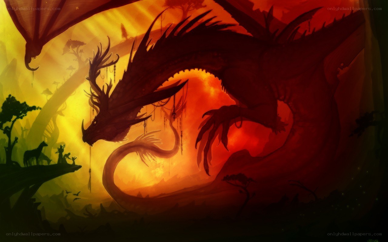 dragon in sunset glow