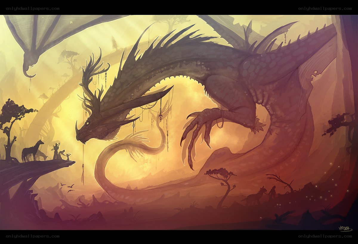 Dragon in the golden light