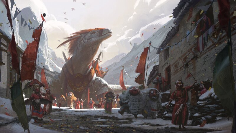 Dragon in Village Parade