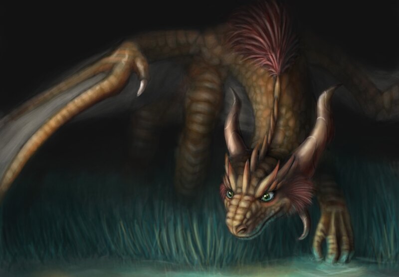 Dragon in Water — Brown, Dramatic