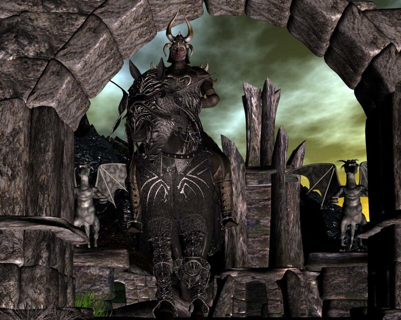 dragon knight in stone archway