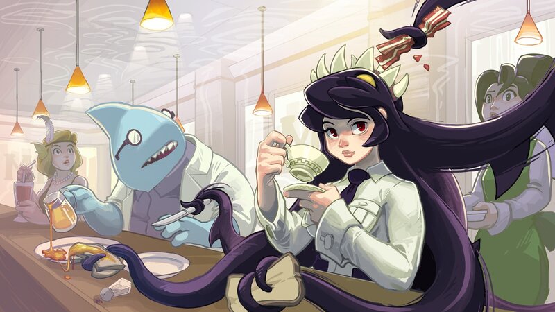 Dragon-like Character Drinking Tea