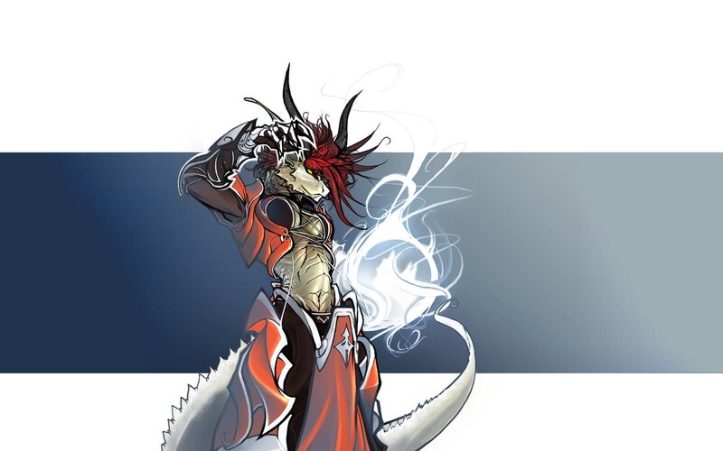 Dragon-like Creature — Blue, Dramatic, Digital Art, Armor