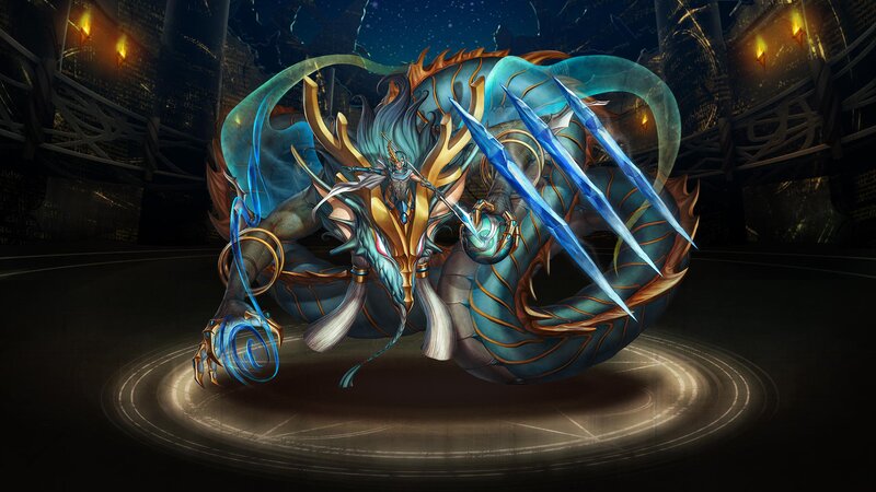 Dragon-like Creature — Blue, Dramatic, Night