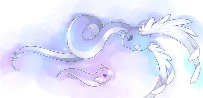 Dragon-like Creature — Blue, Serene, Digital Art