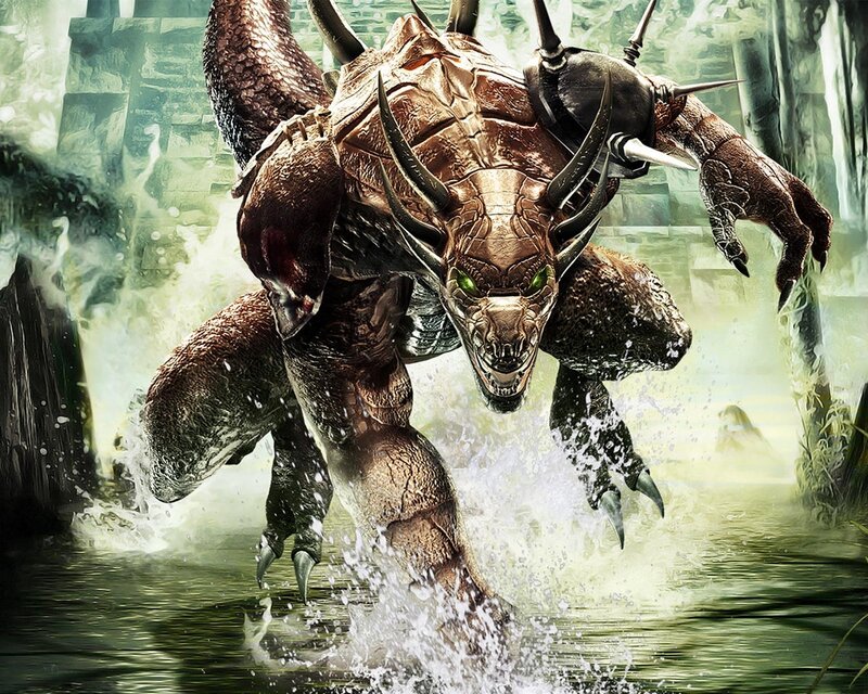 Dragon-like Creature — Brown, Dramatic, Digital Art, Water