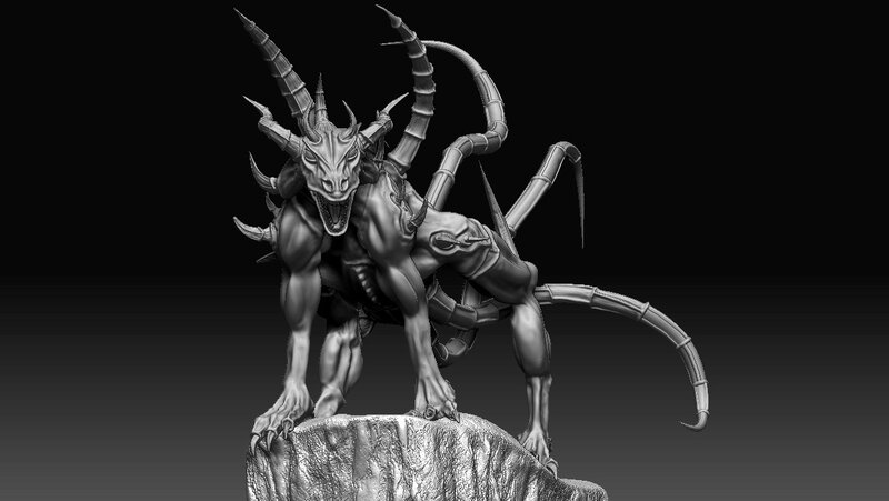 Dragon-like Creature — Gray, Dramatic