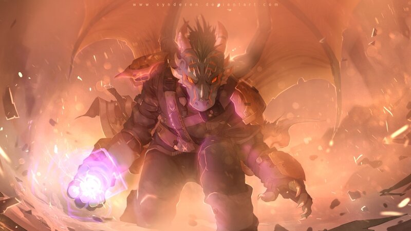 Dragon-like Creature — Orange, Dramatic, Digital Art