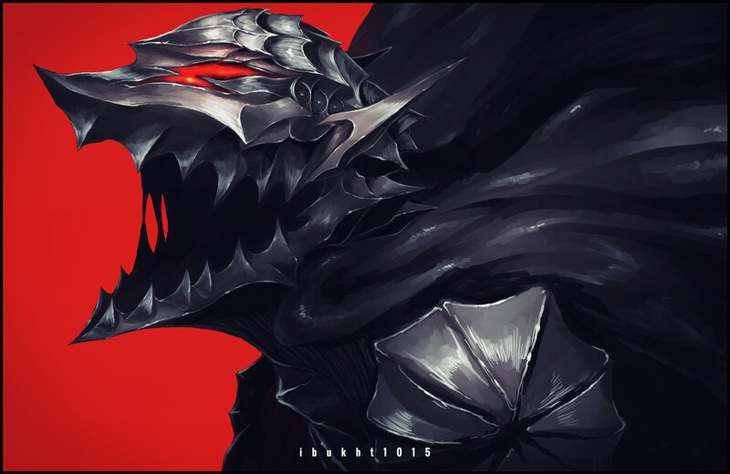 Dragon-like Creature — Red, Dramatic, Digital Art, Red Background