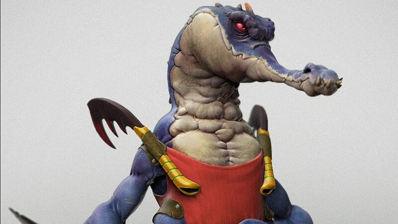 dragon-like creature with weapon
