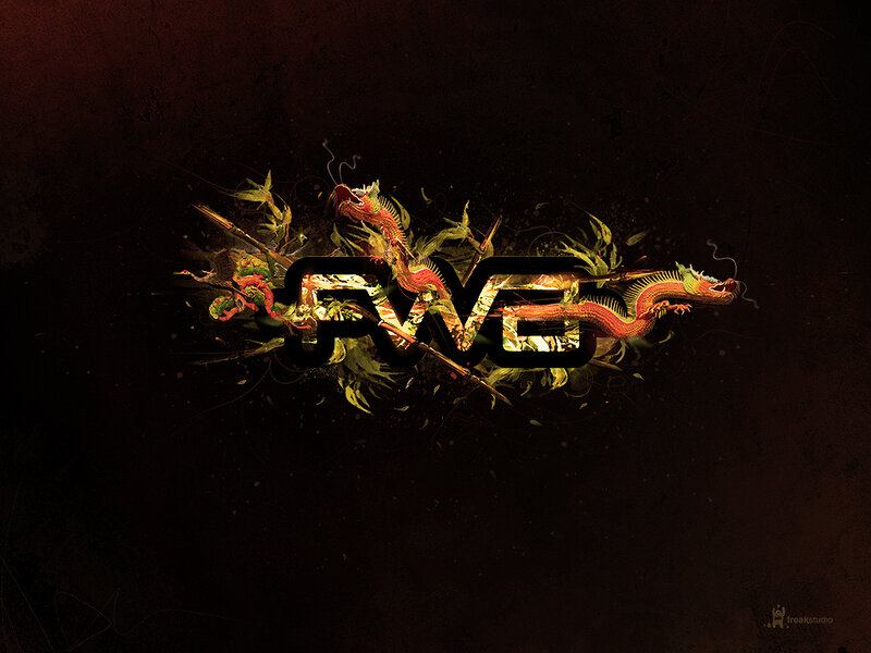 dragon logo with foliage