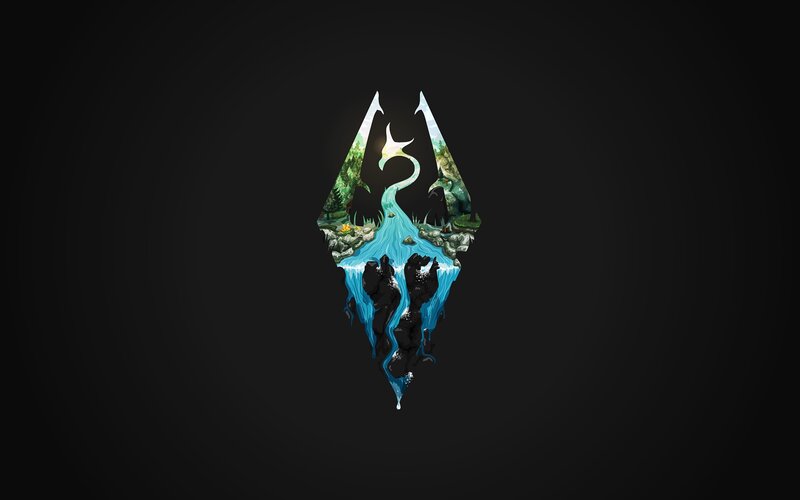 Dragon Logo with Landscape — Black, Dramatic