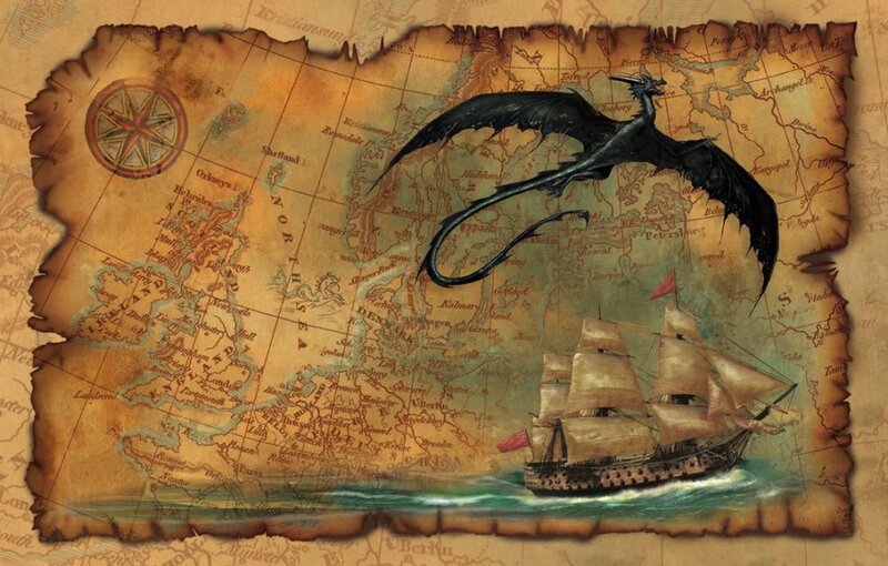 dragon map with ship