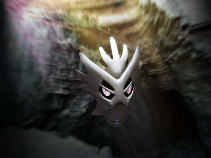 dragon mask in cave