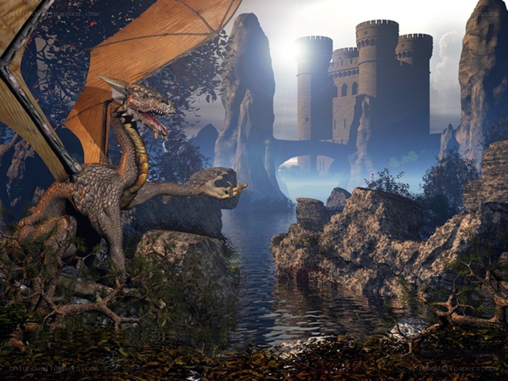Dragon near a castle