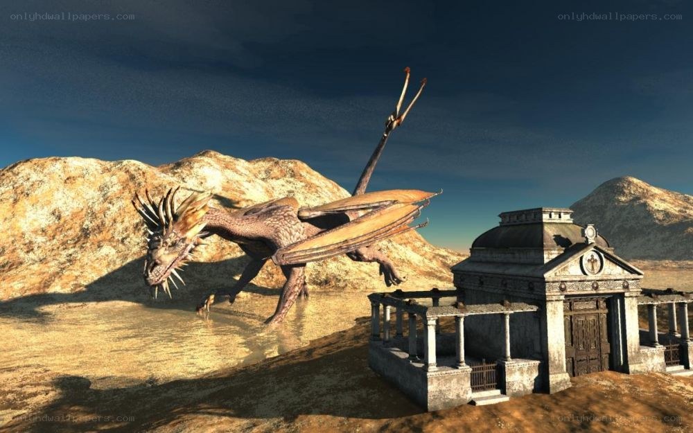 dragon near ancient ruin