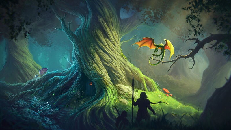 Dragon Near Tree House