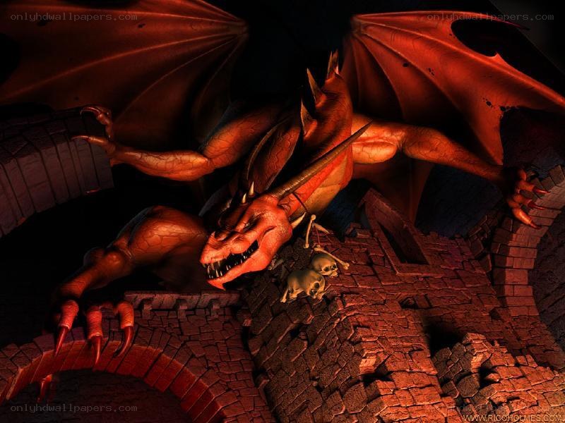 dragon on a castle wall