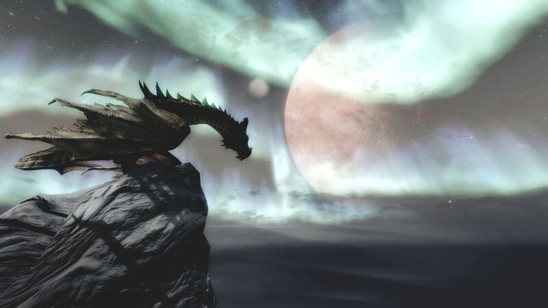 dragon on a cliff at night