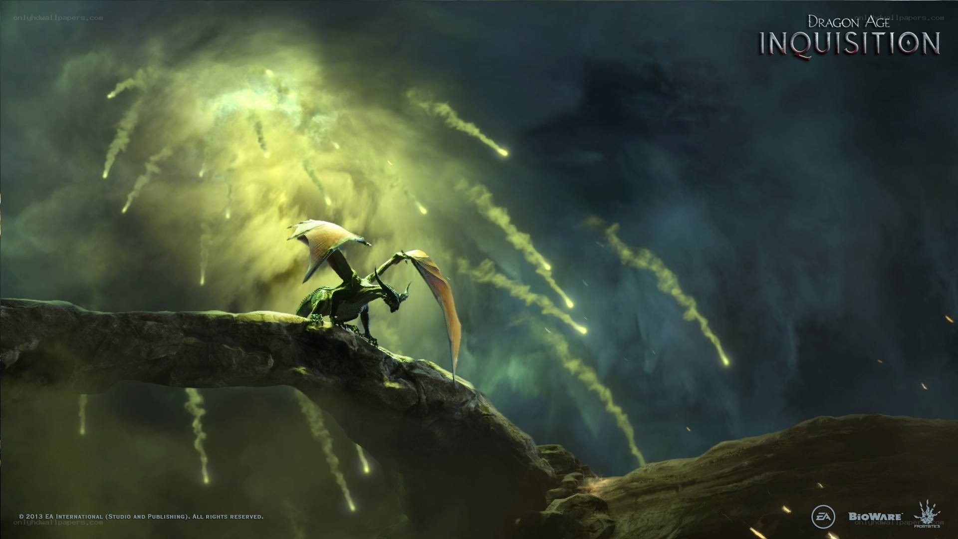 Dragon on a cliff at night