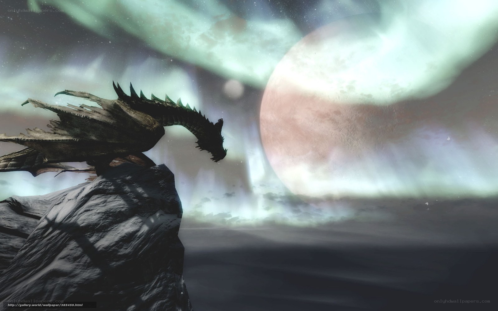 dragon on a cliff at night