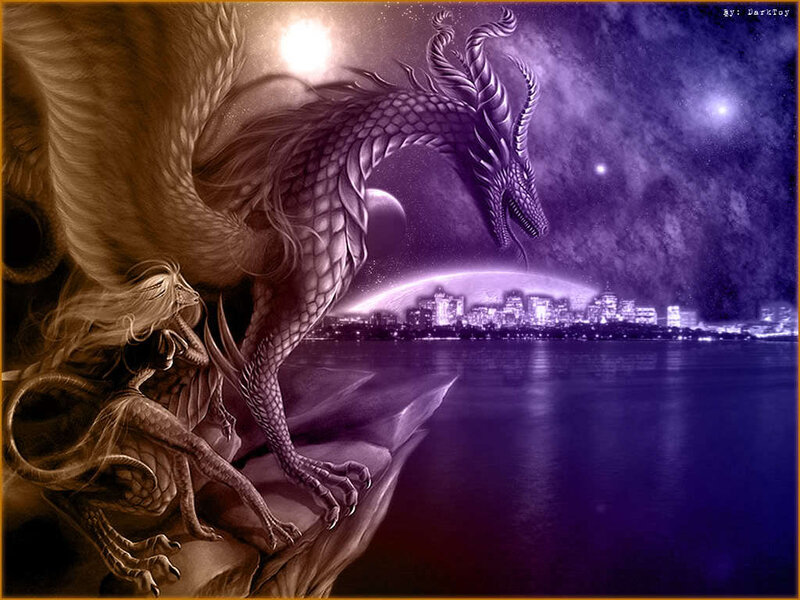 Dragon on a Cliff — Purple