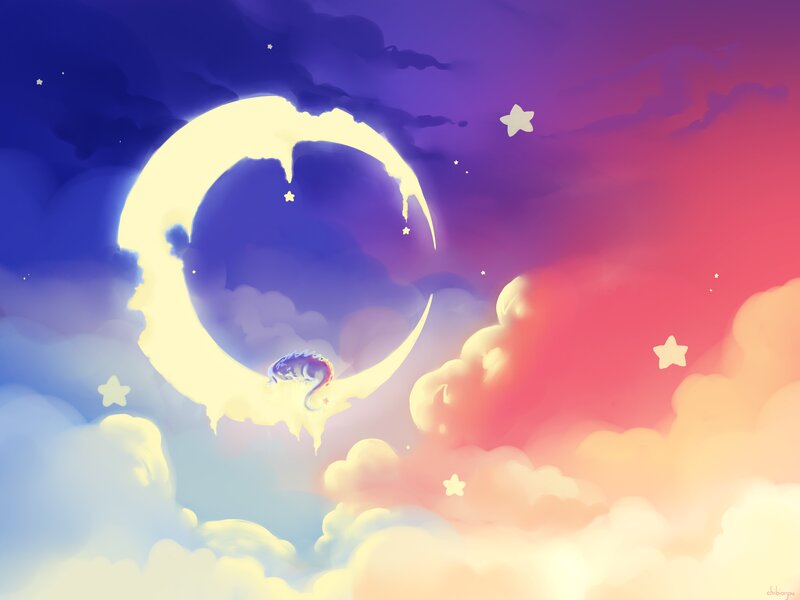 Dragon on a crescent moon