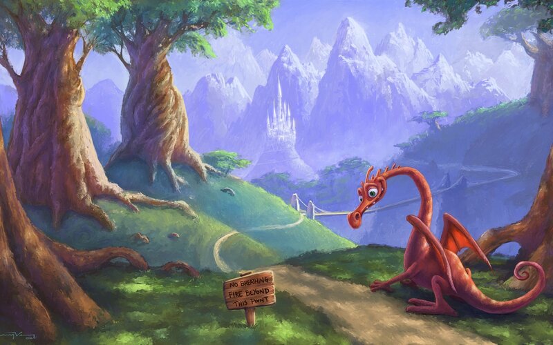 Dragon on a forest path