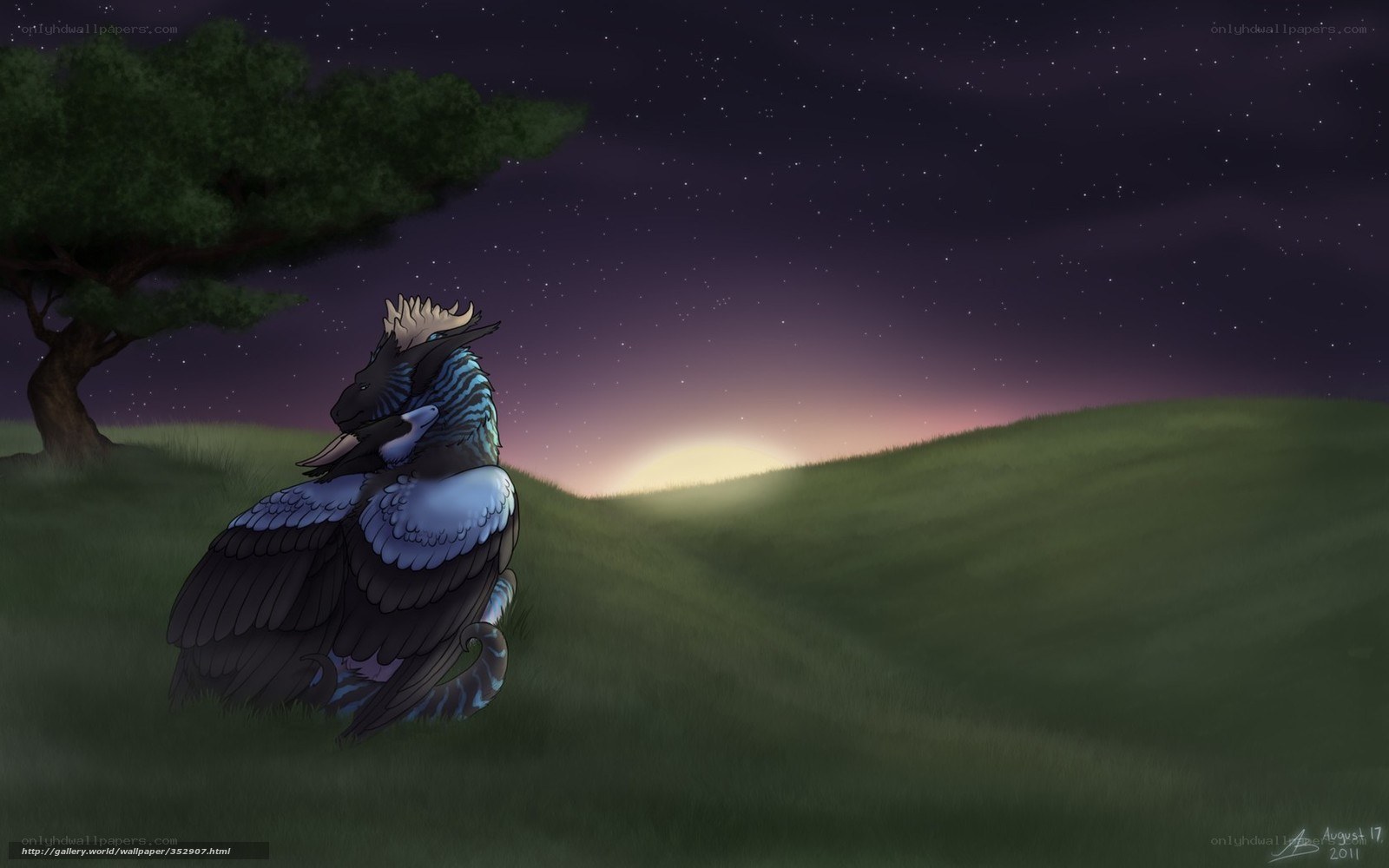 dragon on a hill at night