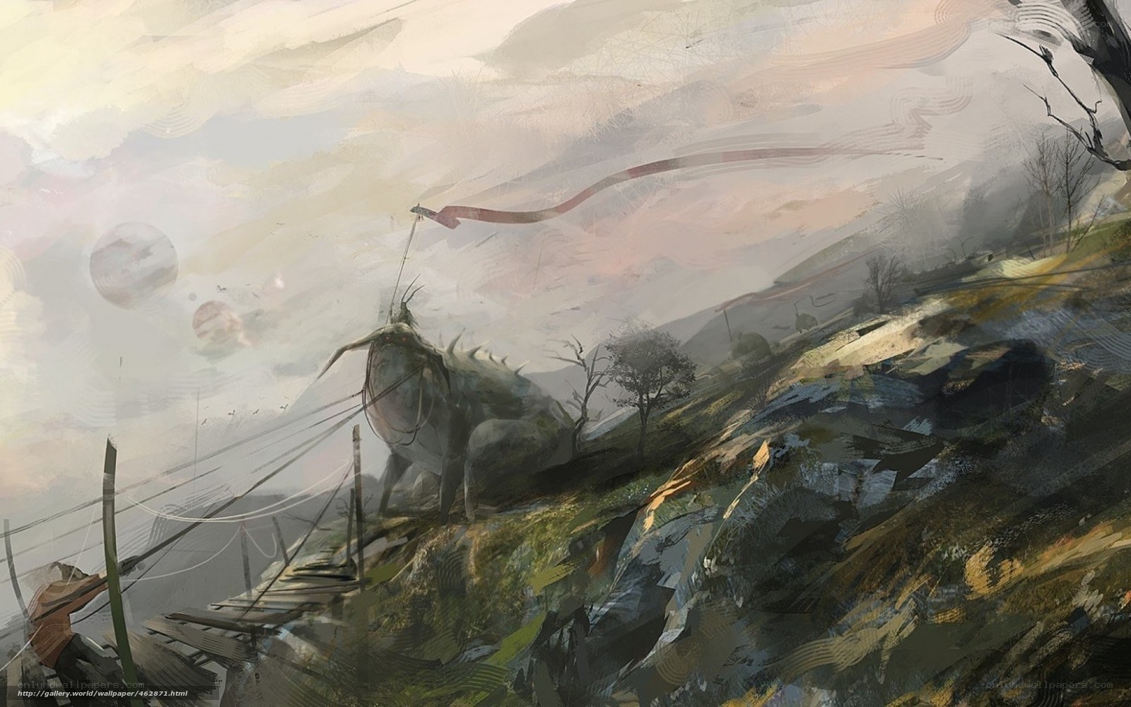 Dragon on a misty hill