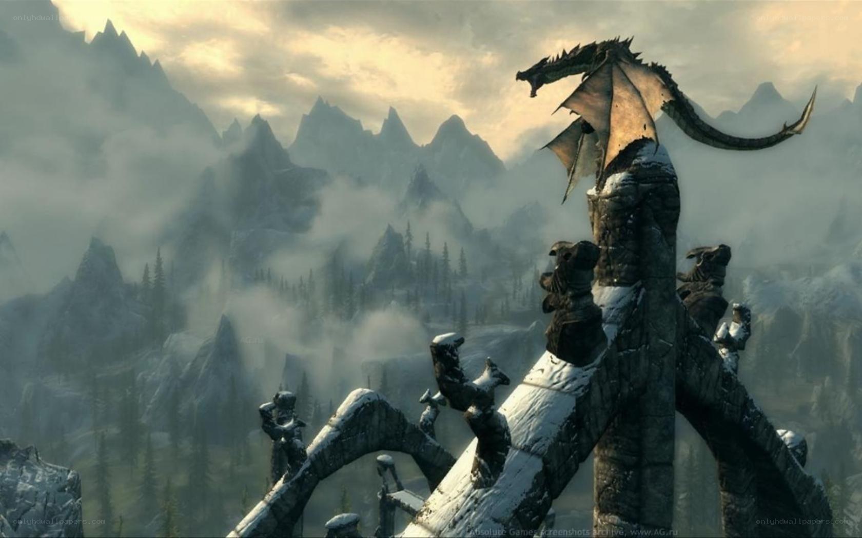 Dragon on a mountain peak